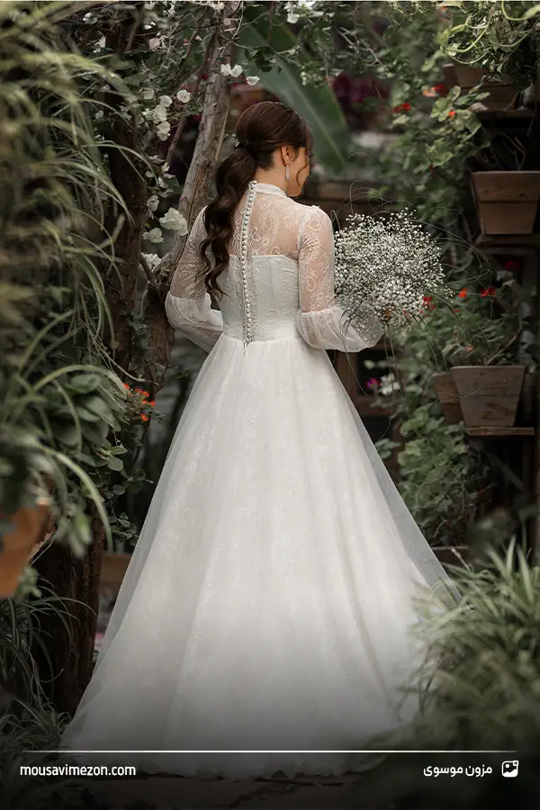 مدل لباس عروس اروپایی آستین پفی