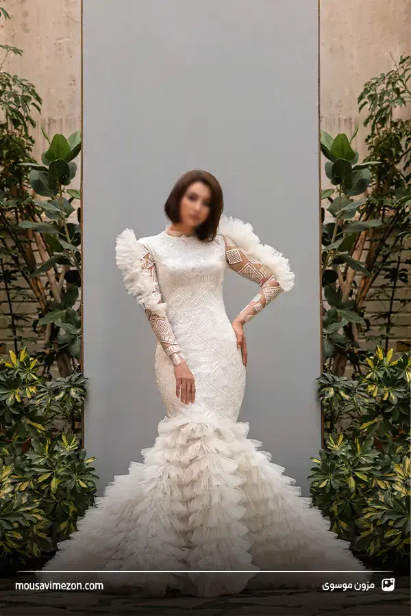 عکس لباس عروس جدید شایلی‌ مدل ماهی استین دار